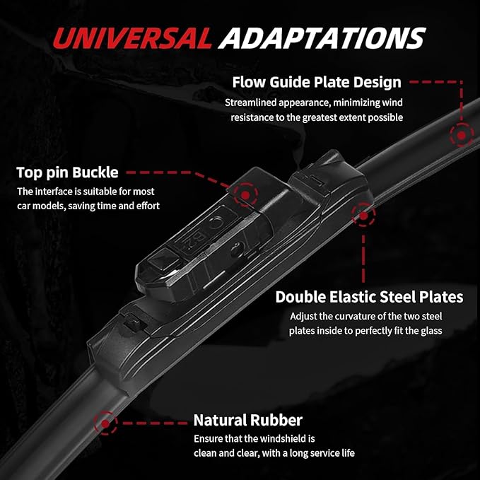 OTUAYAUTO Windshield Wiper Blades - Replacement for Volkswagen VW Tiguan 2018-2025, Front and Rear Wipers Set, Top Lock - 25"+22"+15" (Pack of 3)