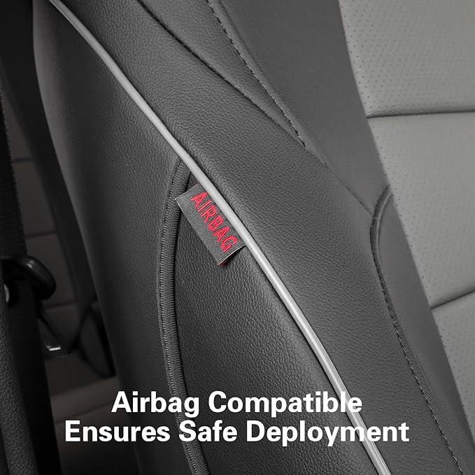EKR Custom Fit Tacoma Car Seat Covers for Select Toyota Tacoma (Petrol) 2024 2025 Double cab SR,SR5,TRD Sport,TRD Off-Road,Limited -Full Set,Leather(Black/Gray)