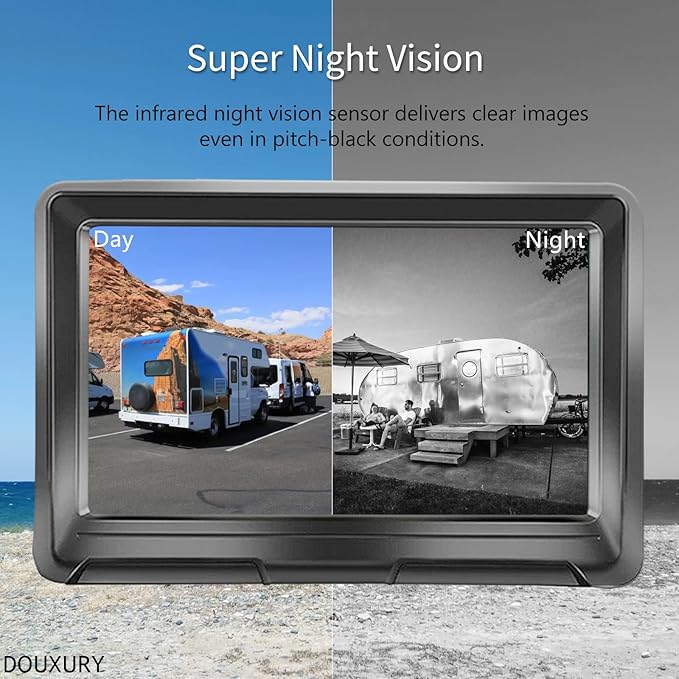 Wireless Backup Camera Solar Magnetic for Car RV Trailer Truck Camper 5th Wheels Hitch Towing No Wiring No Drilling Rechargeable Night Vision Portable Backup Camera with 5" 1080P HD 2-Split Monitor