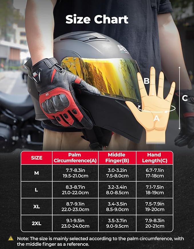 KEMIMOTO Sheepskin Leather Motorcycle Gloves for Men, Protective Motorcycle Gloves for Motocross Motorbike Dirt Bike Bicycle Racing ATV UTV