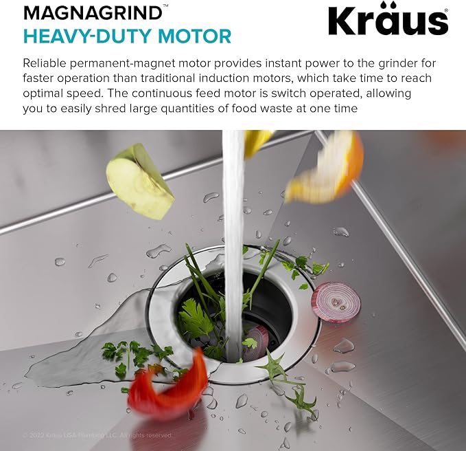KRAUS Kore Workstation 30-inch Undermount 16 Gauge Stainless Kitchen Sink, Single Bowl Kitchen Sink with 1 HP Garbage Disposal,KWU110-30-100-100MB