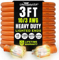 3ft Outdoor/Indoor Extension Cord 10/3 Gauge Ultra Heavy Duty 3 Prong SJTW, Waterproof, Flexible Cold-Resistant Long Power Cord,15A 125V 1875W, Orange by LifeSupplyUSA