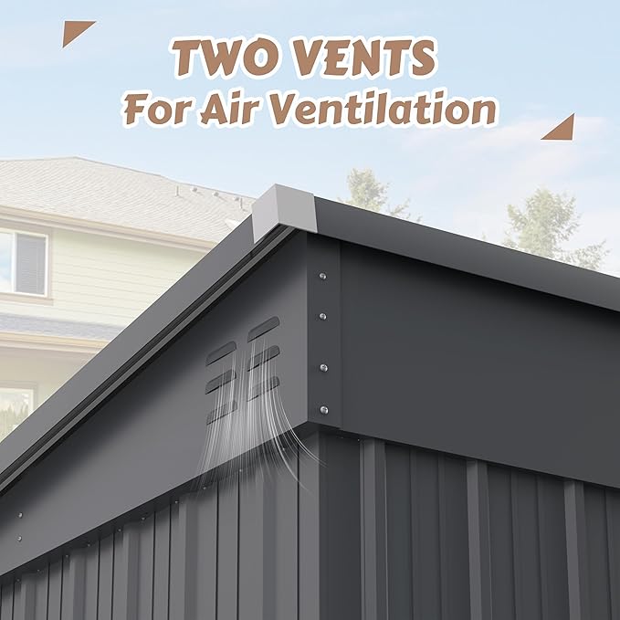 BlueWish 6'x10' Storage Shed, Outdoor Storage Shed with Sloped Galvanized Roof, Sheds & Outdoor Storage, Metal Tool Shed Storage House with 2 Vents for Garden Backyard Patio