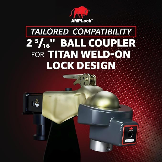 AMPLock - U-BRHT2516 2-5/16" Trailer Ball Hitch Lock - Titan Weld-on Design for Boat, RV, and RVs & Travel Trailer Hitch Coupler Locks, Patented 2-Parts Anti-Theft Lock with Push & Locking System