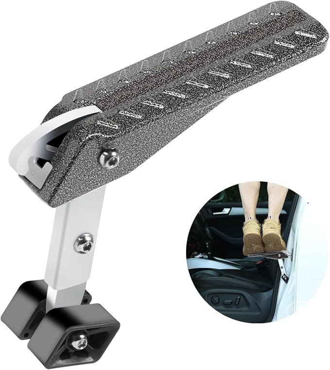 COWVIE Foldable Car Door Step Stand Pedal - Access to Vehicle's Roof Both Feet Wider Stand Pedal for Most SUV Truck Jeep, Max Load 400 Lbs