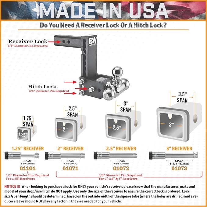 61073 | Receiver Lock for 3" Receiver