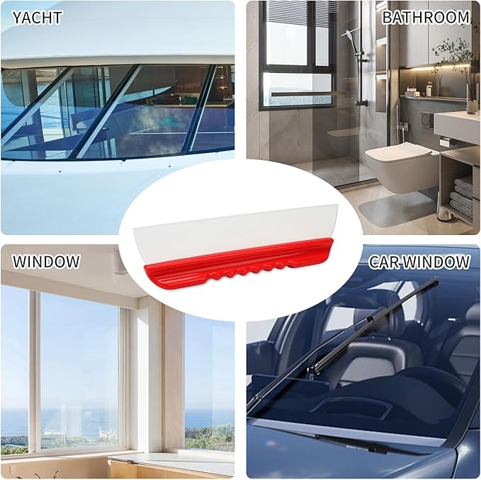 2 Pack 12inch car Squeegee,Silicone Squeegee,car Window Squeegee,Flexible T-Bar Water Blade for Car for Car Or Home Use,Washing,Wiping Glass, Mirror,Shower Doors,Red