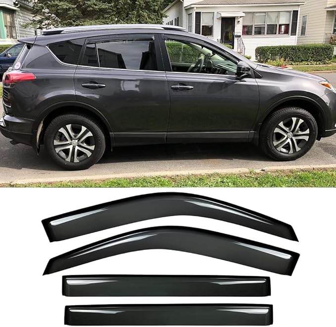 94992 Side Window Wind Deflector,4pc Outside Mount Style Nice Sun Rain Guards Set,Window Visor fit for 2013-2018 Toyota RAV-4