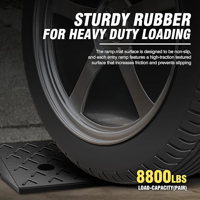 DNA MOTORING 2pcs 2.2" Rise Rubber Arrow Curb Ramp Heavy Duty Loading Driveway Ramps Threshold Ramp 37.2in L x 9.1in W x 2.2in H for Loading Dock, Warehouse, Wheelchair, Motorcycles, Cars, TOOLS-00648