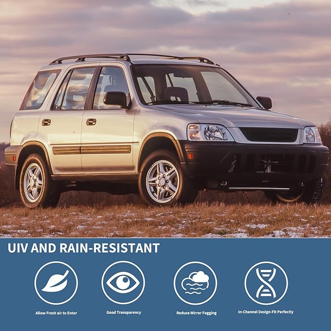 4PCS Rain Guards Window Visors Wind Deflector Fits for Honda CR-V (CRV) SUV 1997-2001, Front & Rear Outside Mount Vent Shade 1997 1998 1999 2000 2001