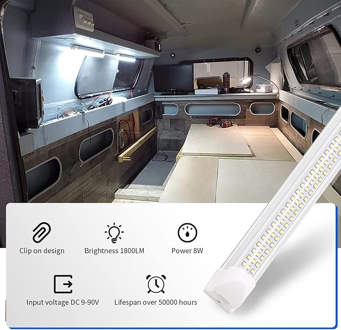 12v LED Interior Light Bar | 108LEDs 1600LM 6W DC 12 Volt led Strip Lights Enclosed Trailer Lights Fixture for Camper Truck Van RV Trailer Cargo Cabient Lights Fixture Motorhome Lorry (4Pack)