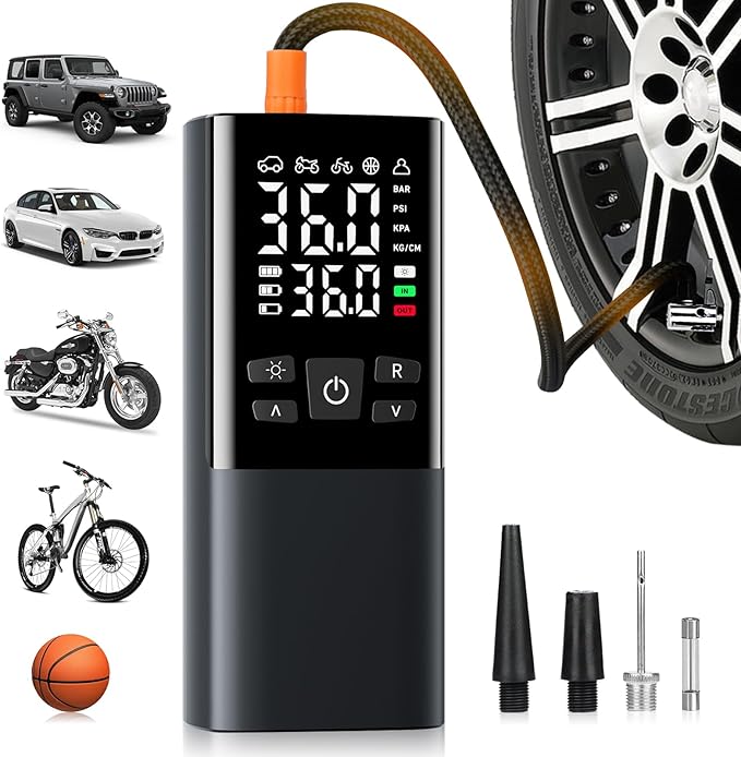 Bestview Tire Inflator Portable Air Compressor-150PSI Air Compressor 4X Faster, Equipped with Digital Pressure Gauge and LED Light,Suitable for Cars, Bicycles, Motorcycles and Ball Sports Equipment
