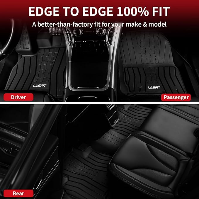 LASFIT Floor Mats Fit for Lincoln Nautilus 2019-2023/ for Lincoln MKX 2018 2017 2016 All Weather Floor Mats Custom Fit Floor Liner TPE Car Mats,1st and 2nd Row,Black