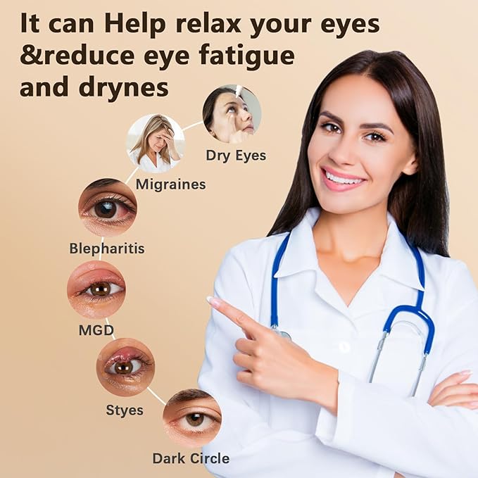 Heated Eye Mask, Warm Eye Compress for Dry Eyes Blepharitis Stye Moist Hot Relief ， Electric Blackout Cordless Heating Pad for Traveler Computer Tied Eyes，Washable Rechargeable Sleeping Mask Gift