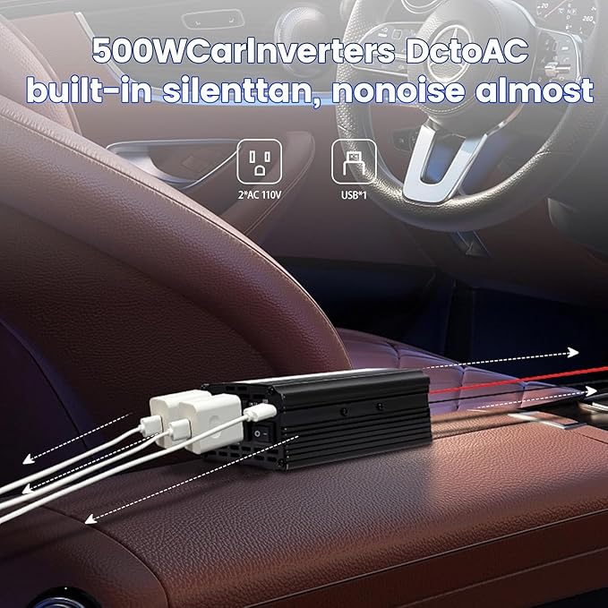 Power Inverter 1000W,Inverter 12v to 110v Car Power Inverters for Vehicles, DC to AC Car Plug Adapter Outlet Converter for Laptop Vehicles Camping Road Trip Essentials Adults