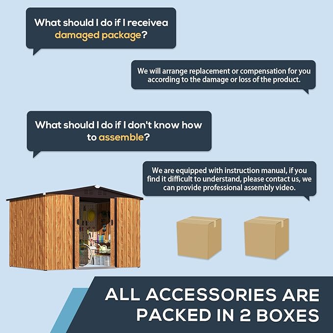 U-MAX Shed 8x6 Woodgrain Outdoor Storage Shed, Metal Outside Storage Garden Sheds & Outdoor Storage with Sliding Doors, 6x8 Tool Shed Outdoor Cabinet for Backyard Lawn and Outside Use