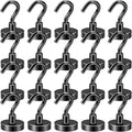 DIYMAG Black Magnetic Hooks, 50 LB Heavy Duty Magnet with Hook, 20 Packs Strong Rare Earth Neodymium Magnets for Hanging, Magnetics Hanger for Curtain, Home, Kitchen, Workplace