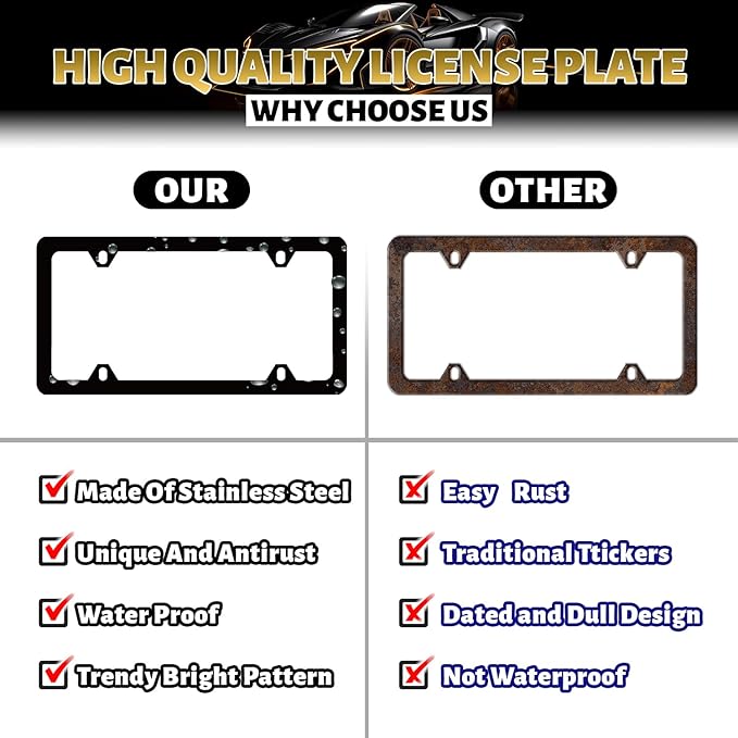 Pink Yellow Hibiscus License Plate Frame Hawaii Floral Flowers License Plate Holder Colorful License Plate for Car Decoration Stainless Steel Car Accessory with Screws Women 12.3" x 6.3"