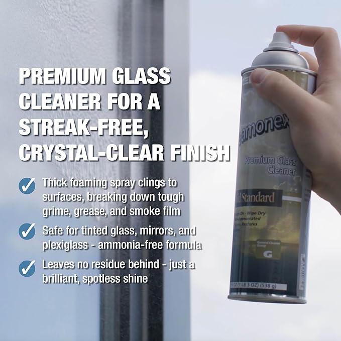 Zenex Gleamonex Premium Glass Cleaner - Fast Streak-Free Glass Cleaner Spray | Ammonia Free & Tint Safe | Removes Dirt, Grease, Smoke Film | For Glass & Plexiglas | Fresh Scent | 19 oz (2 Pack)