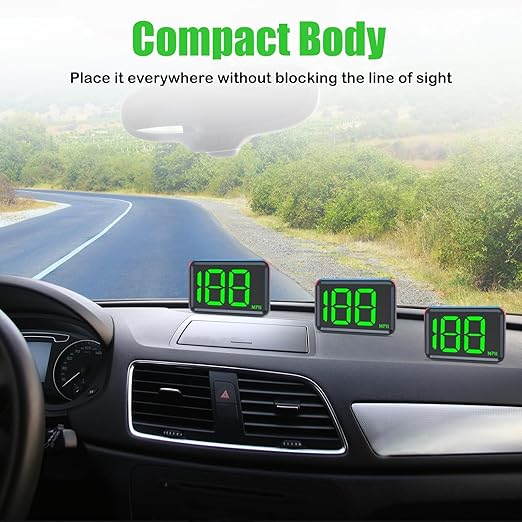 GPS Digital Speedometer for Car MPH, Universal HUD Speed Meter with LED Large Font Head Up Display Car Accessories with USB Cable Plug Play for Truck Motor SUV Golf Cart All Vehicles (X1 Speedometer)