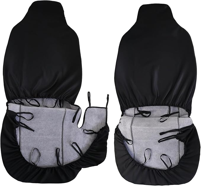 Front Car Seat Covers for 2004-2012 Ford Ranger, Front High Back 60/40 Split Bench Seat Covers with Molded Headrests for Ford Ranger 2004 2005 2006 2007 2008 2009 2010 2011 2012 (Light grey)