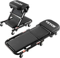 VEVOR Foldable Z Garage Creeper, 40 in, 450 lbs Load Capacity Rolling Folding Mechanic Creeper Stool, with 6 Universal Wheels Padded Seat Steel Frame, Lay Down or Sit Chair for Garage Shop or Home