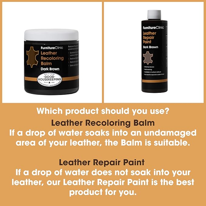 The Original Leather Recoloring Balm by Furniture Clinic - Tan Leather Dye for Furniture, Couches & Car Seats - Restore Scratched, Faded, & Damaged Surfaces