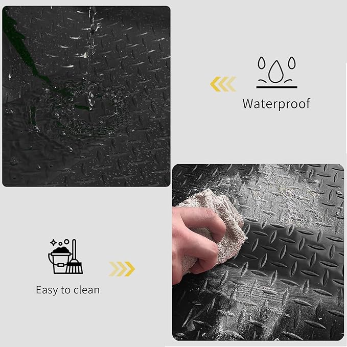 Premium Garage Floor Mat, Commercial Grade Heavy Duty Parking Mat for Garage Floor, Golf Cart Parking, Water/Stain Resistant Floor Runner (Black Diamond, 8 x 6.5 Feet)