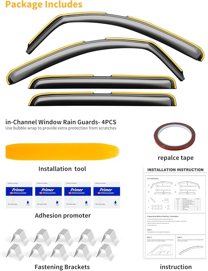 in-Channel Window Rain Guards Fit for Truck Toyota Tundra 2007-2021 CrewMax Extra Durable Window Deflectors Window Visors Vent Visors Vent Shades Car Accessories-4 pcs Q27