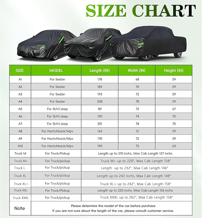 KouKou Car Cover Waterproof All Weather, 7 Layers Outdoor Car Cover for Automobile, Universal Fit Nissan Versa, Acura Integra/RSX,Toyota Corolla Celica, Subaru BRZ, ect.(Length up to 177 inch)