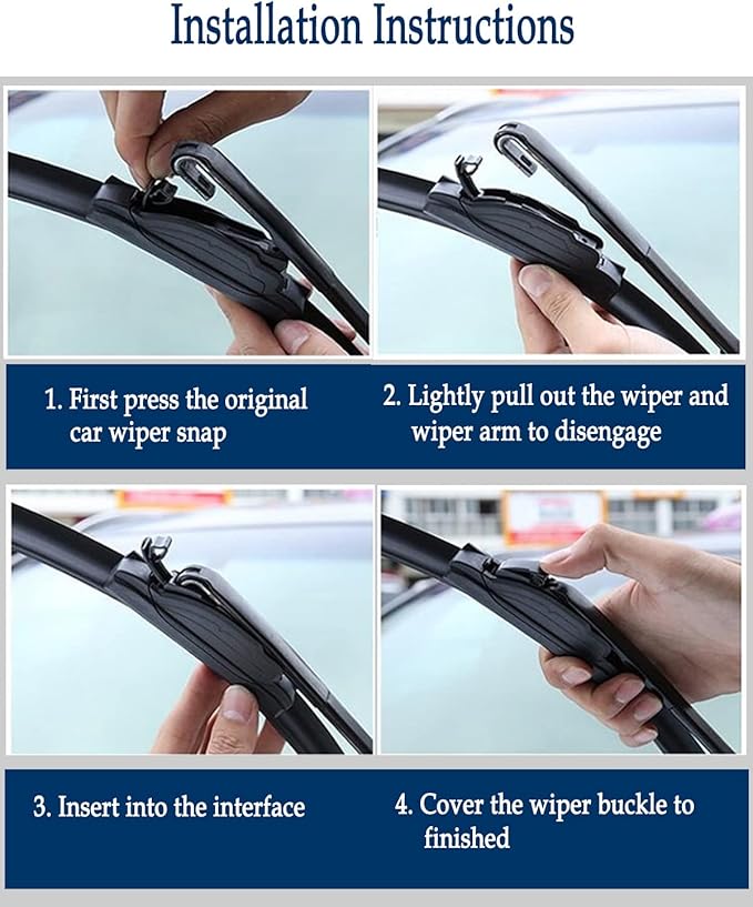 3 Wipers Set for Ford Flex 2009-2019, Windshield Wiper Blades Original Equipment Replacement Front and Rear- 24"/22"/12E" (Pack of 3) J- HOOK
