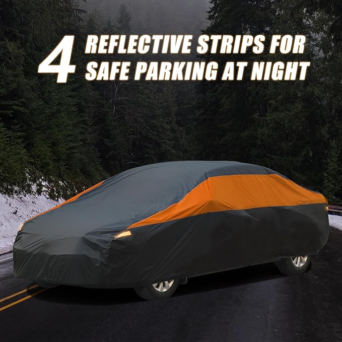 Car Cover Waterproof All Weather,Outdoor Car Cover for Automobiles,Full Exterior Cover Windproof Outdoor car Cover UV/Snow/Hail/Dust Protection Fit Sedan-Length 190" to 209"
