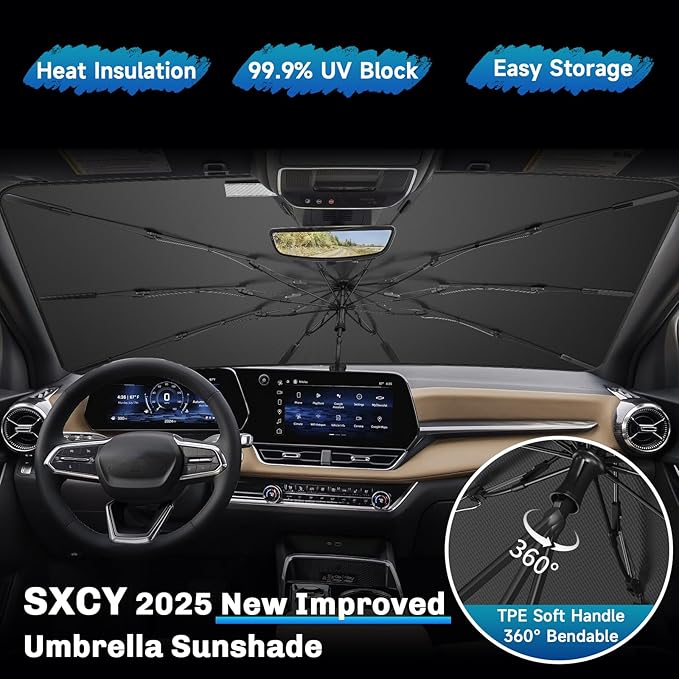 SXCY for 2025 Chevrolet Equinox EV Windshield Umbrella Sunshade [Easier Foldable] for 2025 Chevy Equinox EV Accessories 2025 Equinox Sunshade Umbrella 2025 Equinox EV Windshield Umbrella Sun Shade