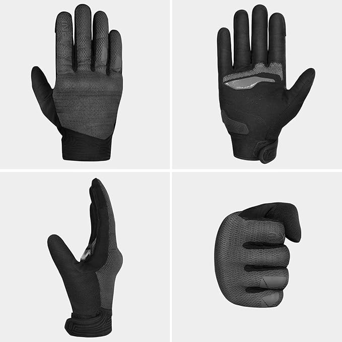 INBIKE Breathable Mesh Motorcycle Gloves for Men/Women, Shell Protection, Reflective, TPR Palm Sliders, Touchscreen Motorbike Gloves for ATV BMX MTB Riding