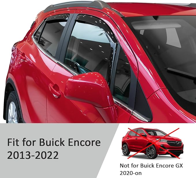 Voron Glass in-Channel Extra Durable Rain Guards for Buick Encore 2013-2022, Window Deflectors, Vent Window Visors, 4 Pieces - 200279