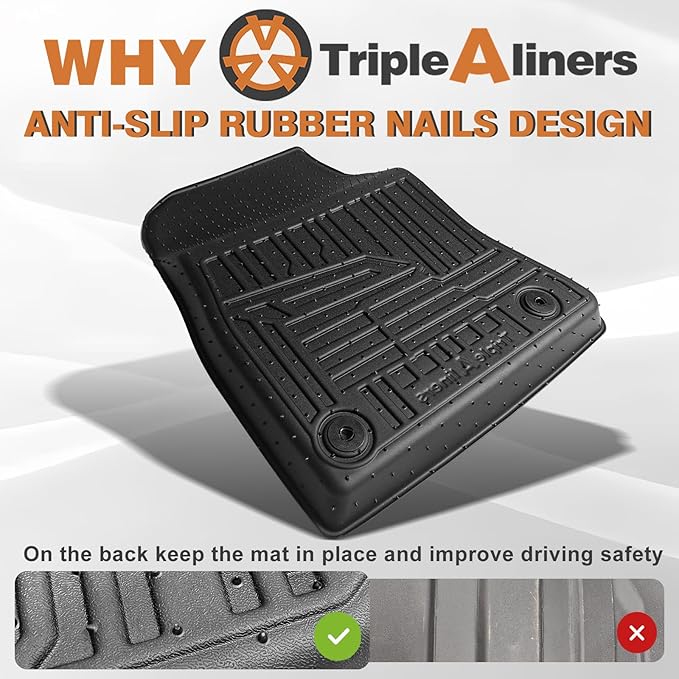 TripleAliners All-Weather Mats Compatible with 2025 Nissan Kicks Accessories Floor Mat Liners & Rear Trunk Cargo Mat & Seat Back Protector Full Set High Wall Protection TPE Custom Fit (For SV SR Trim)