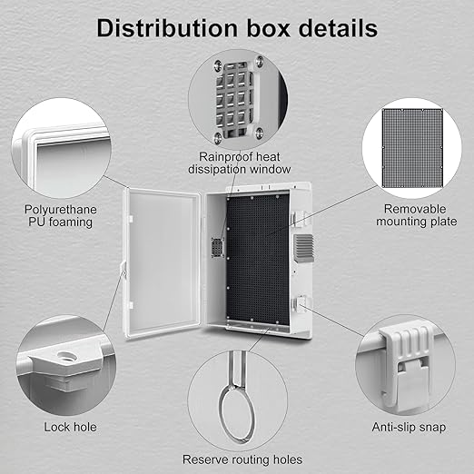 Outdoor Electrical Junction Box, ABS Water Resistant Enclosure with Internal Mounting Panel & Hinged Cover (13" H* 9.2" L* 3.7" W)