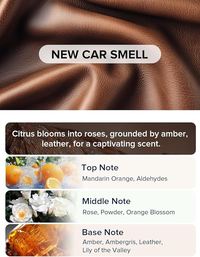 Ceeniu Smart Car Air Freshener, New Car Smell Scent, Enlarged Spray Nozzle, Advanced Ultrasonic Diffuser CF12 Pro, Auto On/Off, Adjustable Mode, 60-Day Powerful Battery, Ambient Light, Lasts 4 Months