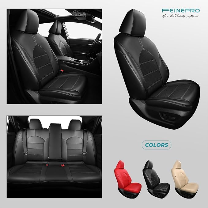for Toyota Camry Seat Covers Hybrid XLE XSE 2018 2019 2020 2021 2022 2023 2024 - Custom Car Seat Covers Full Set, Leather Seat Cover for Cars, Waterproof Breathable Cushion Protectors, Black