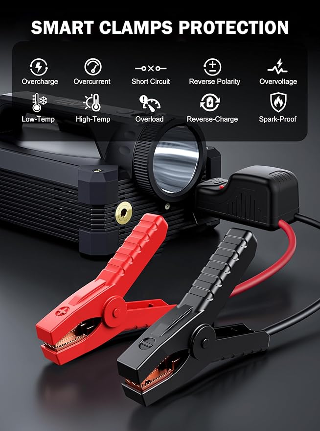 LATIT 6000A Jump Starter with Air Compressor 150PSI 65W Charger, 12V Battery Jumper Starter Pack Portable (10L Gas/8L Diesel), 103.6Wh Jump Box Battery Charger with LCD Display, Lights 2000 LM