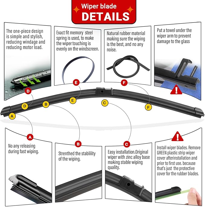 Windshield Wiper Blades Replacement for BMW X3 2011 2012 2013 2014 2015 2016 2017 Original Factory Quality Front Rear Wipers Blade Set for My Car - 26" 20" 13" (Pack of 3)