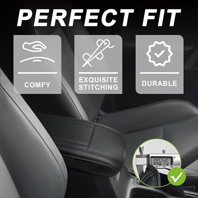 Muslogy Center Console Armrest Cover Compatible with Toyota RAV4 2013-2018 Comfort Armrest Pad Arm Rest Cushion Vegan Leather Protector Regular Thick