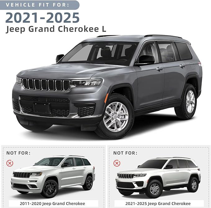 in Channel Rain Guards for 2021 2022 2023 2024 2025 Jeep Grand Cherokee L, Durable Side Wind Deflectors, Smoke Vent Window Visors Shades Shield, 4PCS