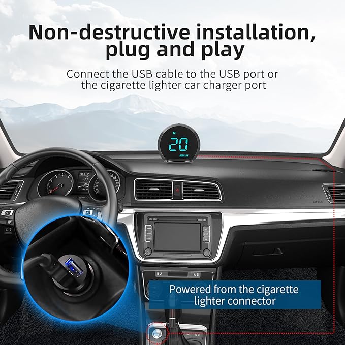 ACECAR Digital GPS Speedometer New HUD Car Head Up Display LCD Display with MPH Digital Speed Compass Direction Driving Distance Altitude Overspeed Alert for All Vehicle