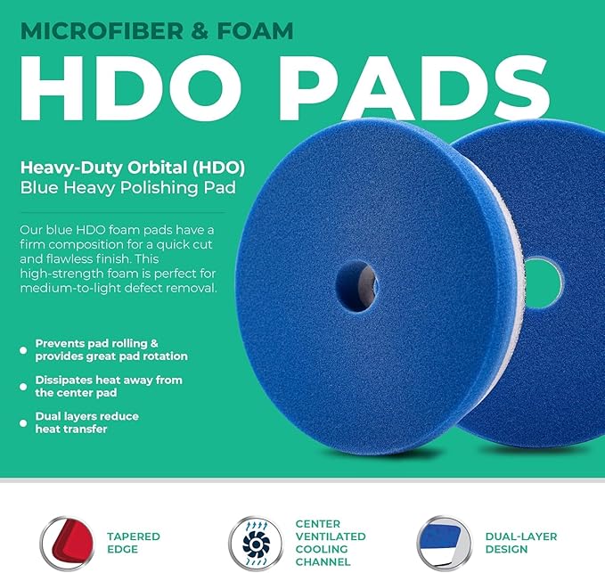 Lake Country 6.5" HDO Orange Foam Polishing Pad (1-Pack) – Premium Heavy Duty Orbital Polishing Pad for Painted Surfaces – Fits 6" Backing Plate