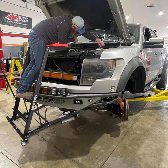 EASYBERG Foldable Topside Creeper, 400LBS Capacity Height Adjustable High Top Engine Creep for Truck Home Garage Workshop Repair Maintaince with Casters and Padder Deck
