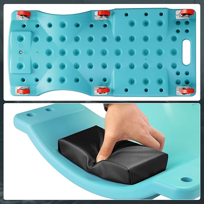 DNA MOTORING 36" L X 17" W x 4.25" H Vehicle Repair Low Profile Automotive Creeper w/Padded Headrest, Tiffany Blue, TOOLS-00201-TB