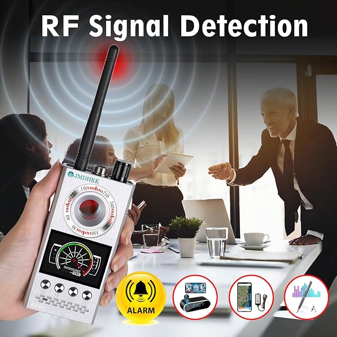 JMDHKK Hidden Camera Detector & Bug Detector – Magnetic Tracker & Wireless Signal Finder for Home, Office, Hotel, Car – Advanced Privacy Protection for Travel & Security（Silver