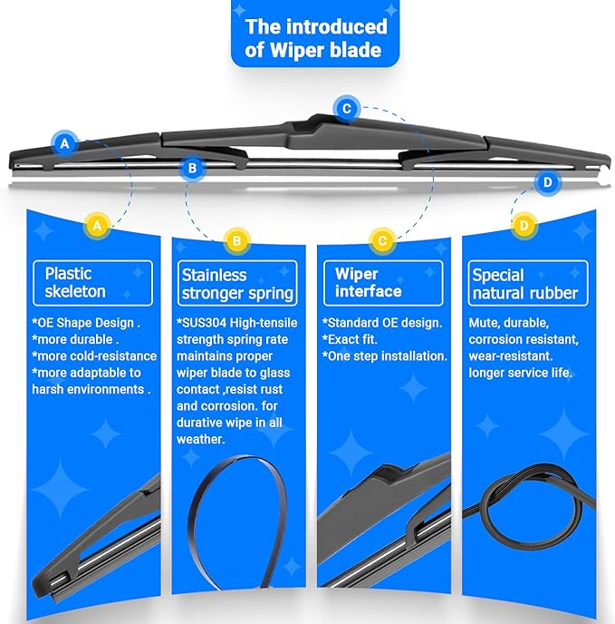 Windshield Wiper Blades Replacement for 2010-2015 Lexus RX350 RX450h RX 350 450h Original Factory Quality Front Rear Wipers Blade Set for My Car - 26" 22" 16" (Pack of 3)