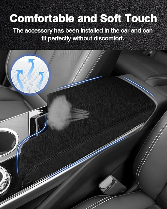 Autorder Center Console Cover for 2023-2025 2026 Cadillac Lyriq Accessories Armrest Cover Anti-Scratch Middle Console Pad Leather Armrest Protector